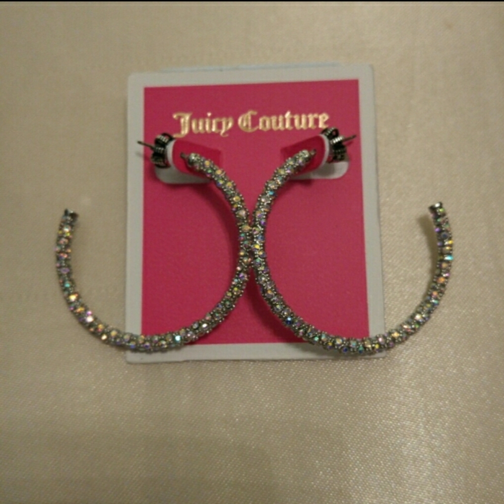 ISO Juicy Couture Iridescent Pave Medium Hoops